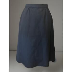 Made in USA Vintage 70s Poly Midi Skirt Womens 12 Black Career Casual Pockets